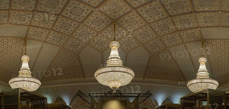 A picture of chandeliers in the ceiling at the House Of Knowledge in Qasr Al Watan