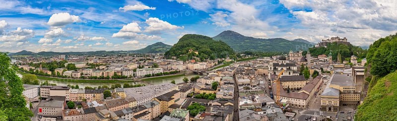 Salzburg Austria, panorama city skyline of Salzburg city and Fortress Hohensalzburg