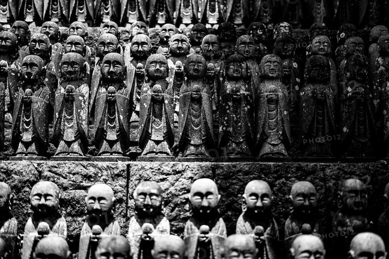 Many Jizos image. Shooting Location: Kamakura City, Kanagawa Prefecture