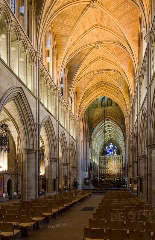 The Cathedral and Collegiate Church of St Saviour and St Mary Overie, view from the nave into the chancel to the east with choir screen (c. 1520), St, Saint, Saint