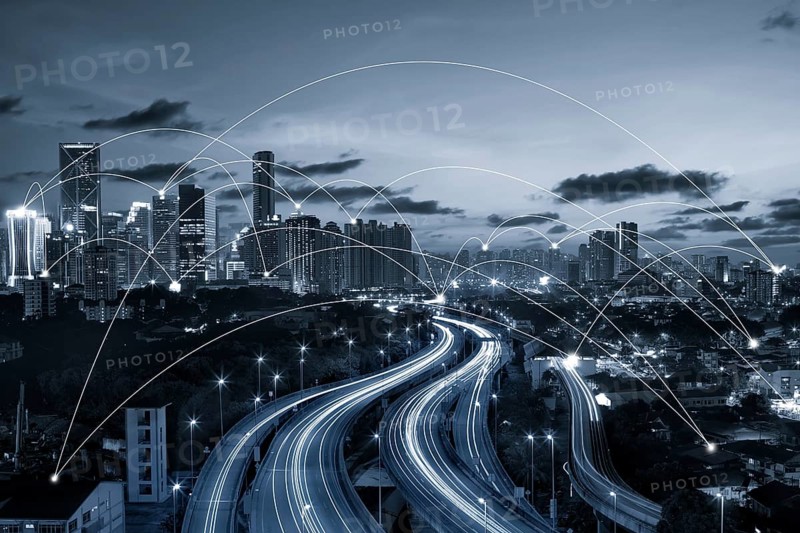 City scape and network connection concept