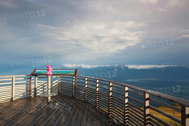 Amazing morning in the Gerlitzen Alps in Austria.Beautiful view from the tower on the Slovenia mountains
