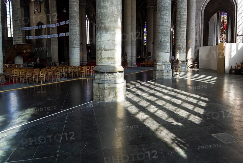 Side nave in Saint-Maurice Church, Lille, France, Europe