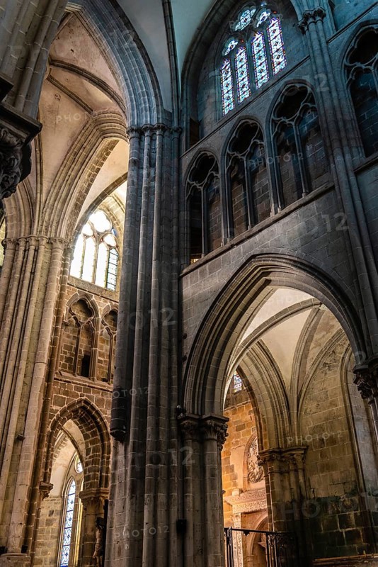 Dol-de-Bretagne, France, July 25, 2018: Interior view of the Cathedral of Saint Samson. The building is notable for its eclectic mix of styles, Europe