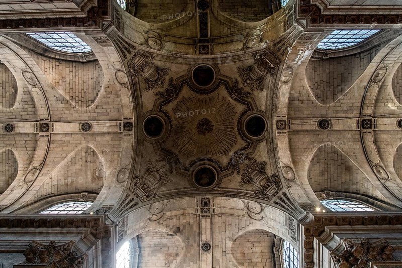 PARIS, FRANCE, MAY 13, 2022, Magnificent ceiling of church Saint Sulpice in Paris, France, Europe