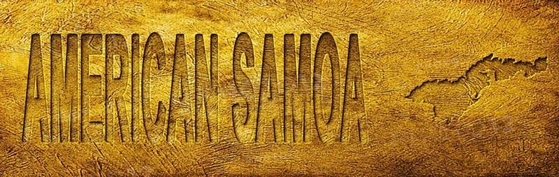 American Samoa Map and Text on Grunge Gold Texture