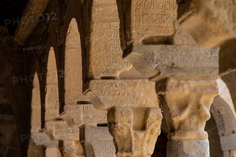 Cloister of the former cathedral of San Vicente, Roda de Isábena, obituaries, Isábena Valley, Huesca, Spain, Europe