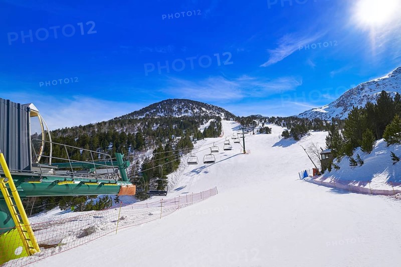 Ordino Arcalis ski resort sector in Andorra at Pyrenees