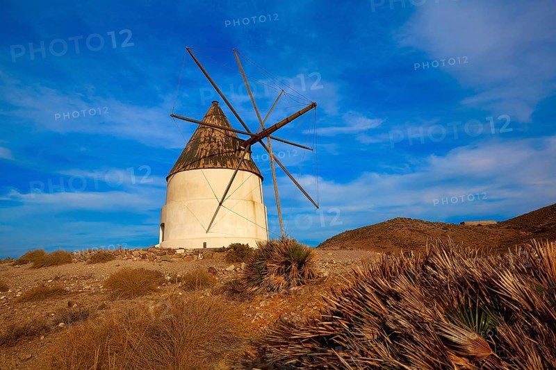 Almeria Molino de los Genoveses windmill traditional in Spain Cabo de Gata