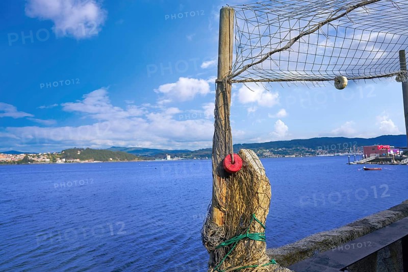 Combarro fishing tackle of boats in Pontevedra at Galicia Spain