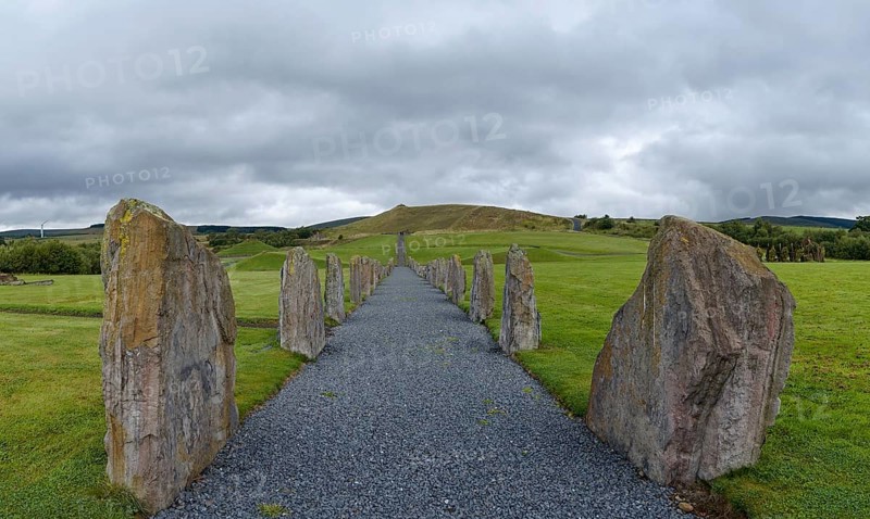 The standing stones and gravel footpath in the North-South Line of the Crawick Multiverse in Dumfries and Galloway
