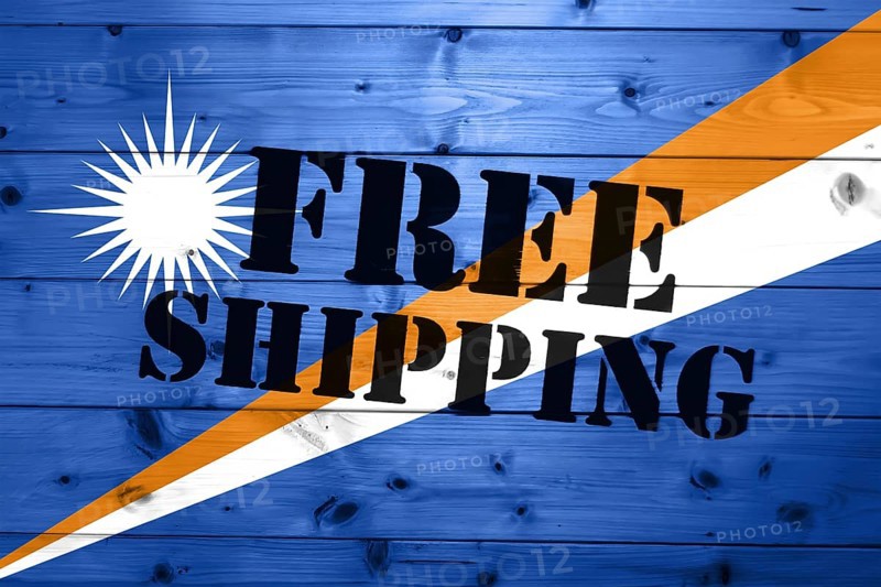 Marshall Islands flag, Free Shipping on wooden transport box with flag Logistics Concept
