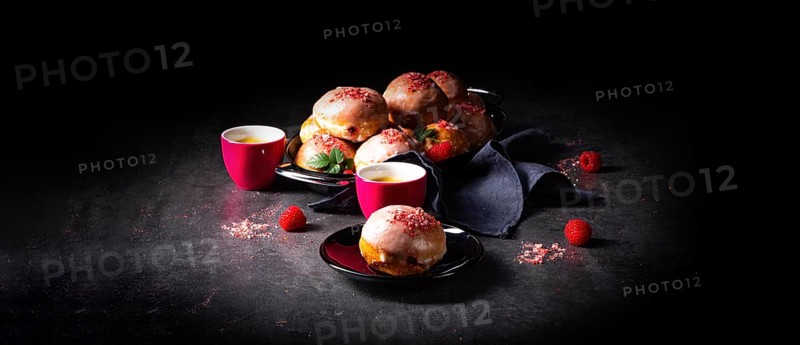 Delicious Berlin donuts filled with raspberry jam