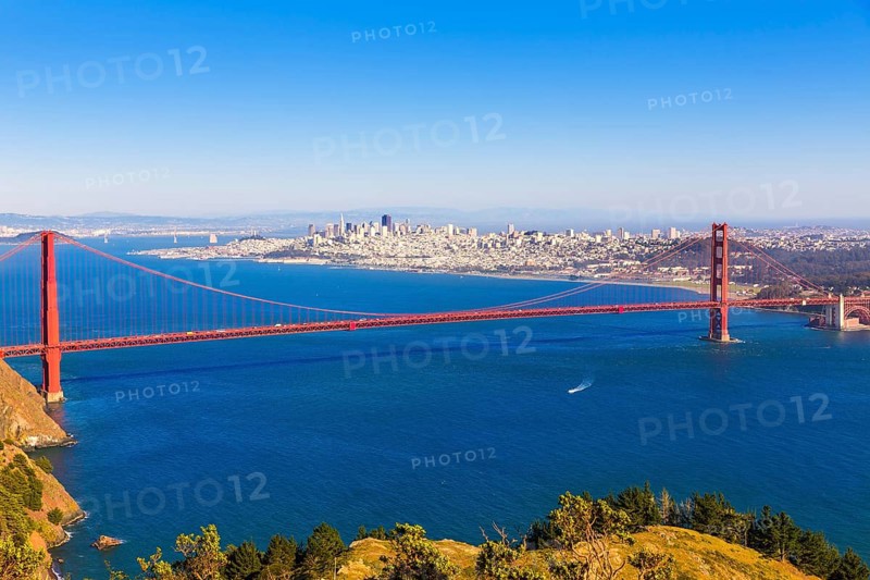 San Francisco Golden Gate Bridge GGB from Marin headlands in California USA