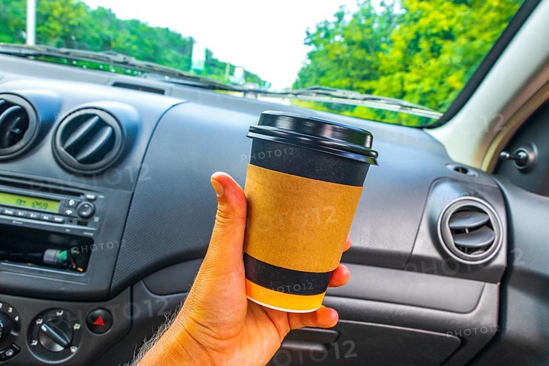 Mexican coffee to go holding in the car while driving in Playa del Carmen Mexico