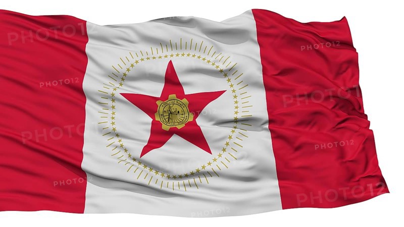 Isolated Birmingham City Flag, City of Alabama State, Waving on White Background, High Resolution