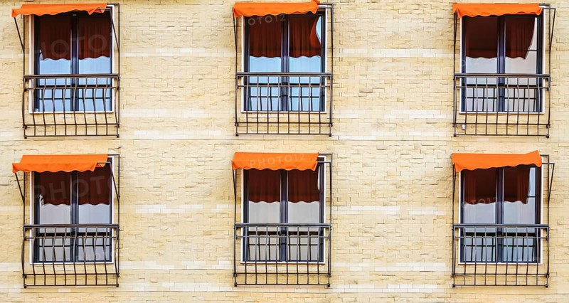 Closed Windows with Awnings Varna, Bulgaria, Europe