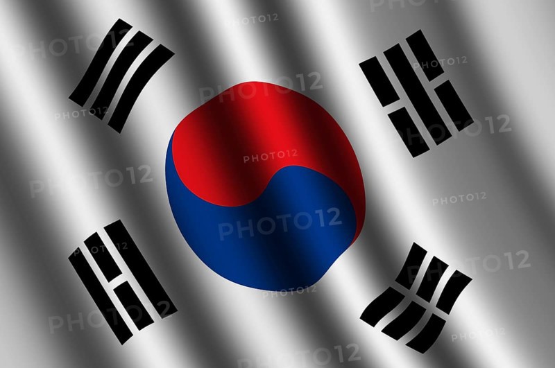The South Korea flag flying in the wind