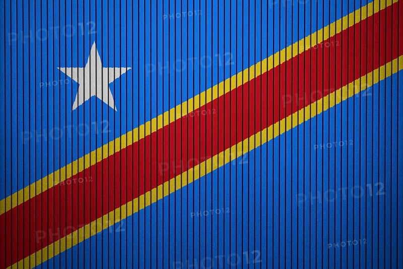 Democratic Republic of the Congo Flag painted on the cracked grunge concrete wall