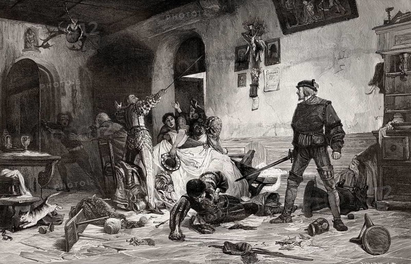 Ulrich von Hutten fighting with five Frenchmen at Viterbo, 16th century