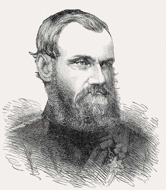 General Sir Samuel James Browne, 1824-1901, British Indian Army cavalry officer in India and Afghanistan, From British Battles on Land and Sea, by James Grant