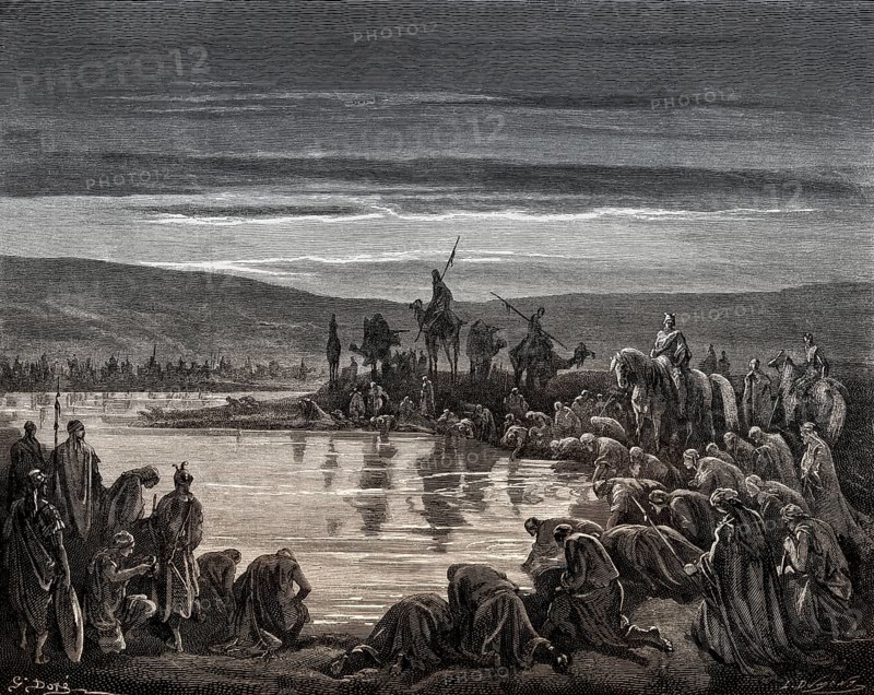 Gideon choosing his soldiers, Old Testament, Gustave Doré, 1863
