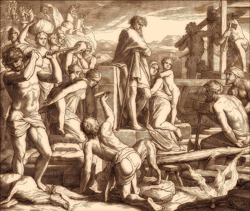 Cain establishing the city of Enoch, Old Testament, by Julius Schnorr von Carolsfeld, 1860