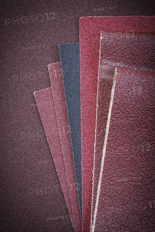 Set of sandpaper on polishing sheet