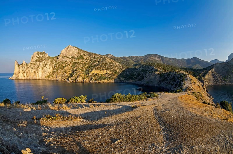 Small bay on the Black Sea coast in the early quiet morning. Crimea