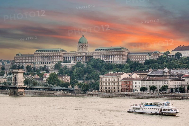 Sunset over famous Royal Palace in Budapest, Hungary, Europe