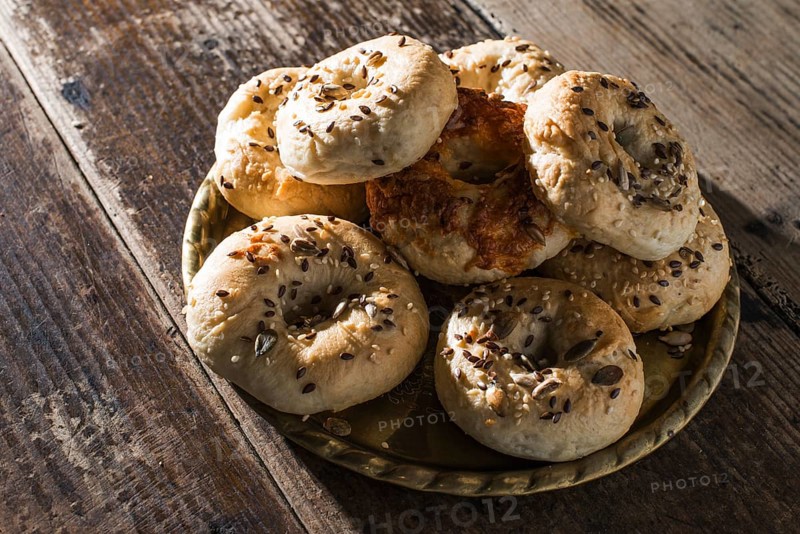 Bagels in a tray