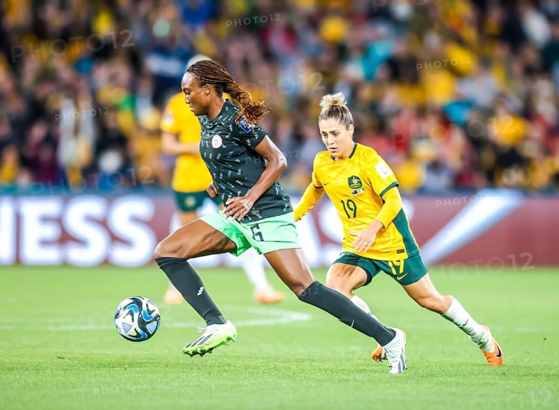 BRISBANE, AUSTRALIA, JULY 27: Ifeoma ONUMONU of Nigeria as Australia plays Nigeria at the FIFA Women's World Cup Australia New Zealand 2023 at Brisbane Stadium on July 27, 2023