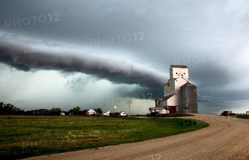 Prairie Storm Clouds Canada Saskatchewan Grain Elevator