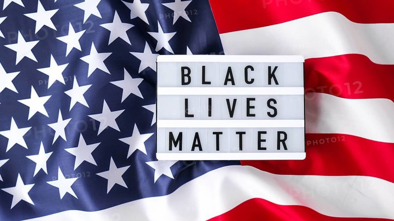 American flag. Lightbox with text BLACK LIVES MATTER Flag of the united states of America. July 4th Independence Day. USA patriotism national holiday. Usa proud. Freedom concept