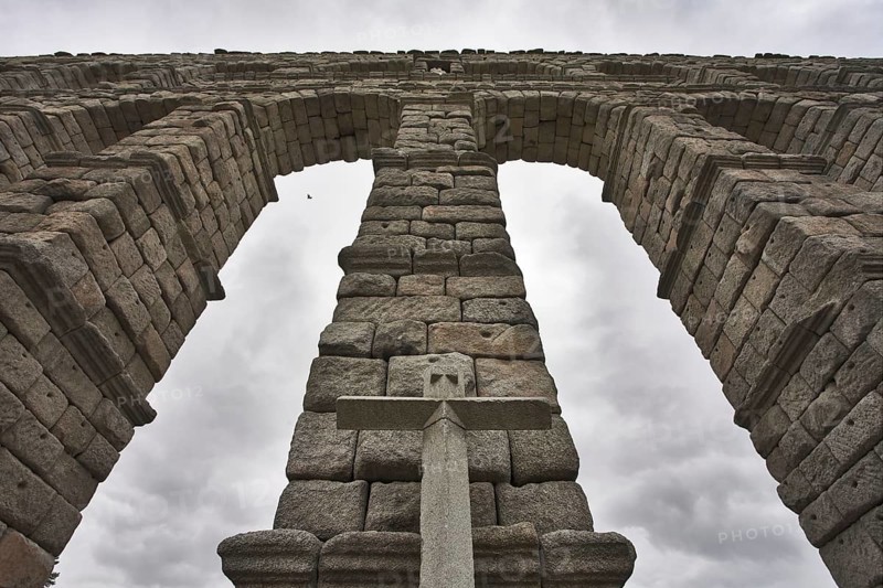 Aqueduct in the Spanish Segovia of times of Roman empire
