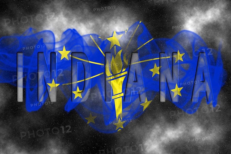 Indiana Flag with Starry Background Smoke Effect