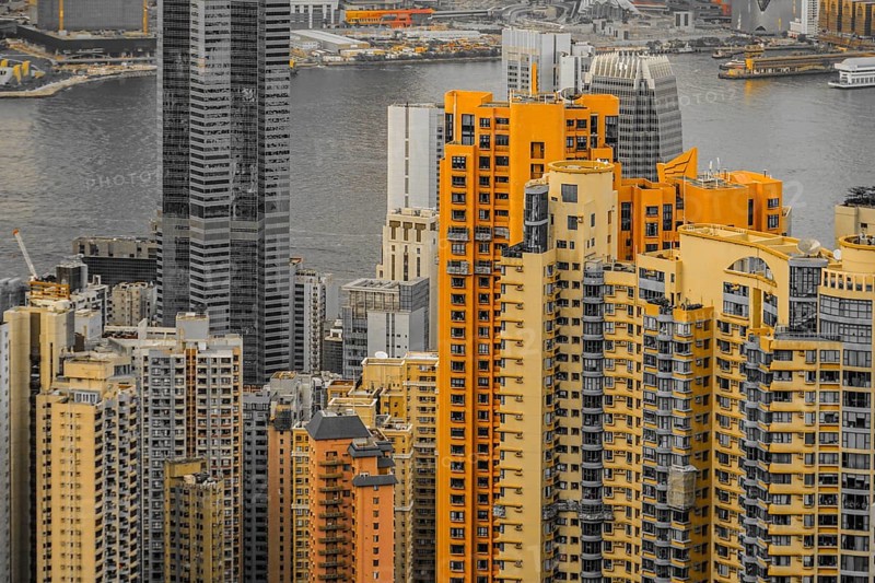 Skyscrapers of Hong Kong which is visible from the Victoria Peak. Shooting Location: Hong Kong Special Administrative Region