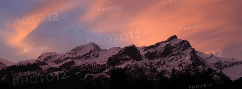 Sunrise scene in Gsteig near Gstaad