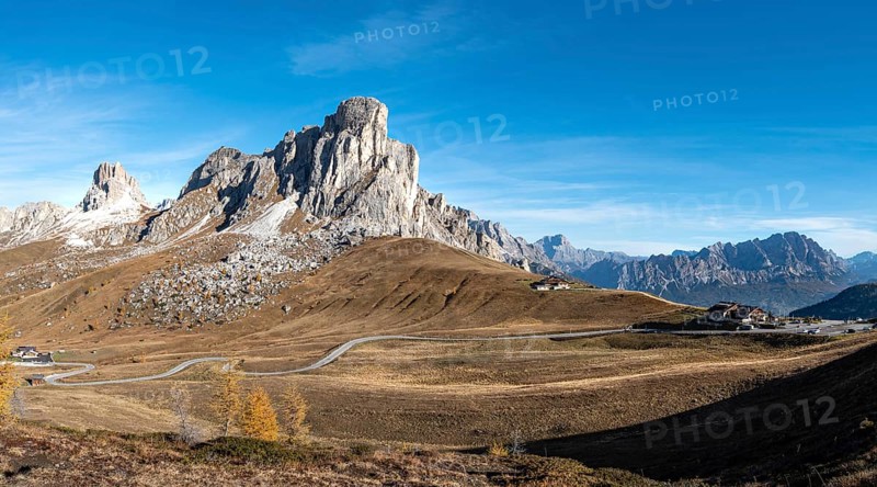 Mountain landscape of the picturesque Dolomites at the Passo Di Giau area in South Tyrol in Italy