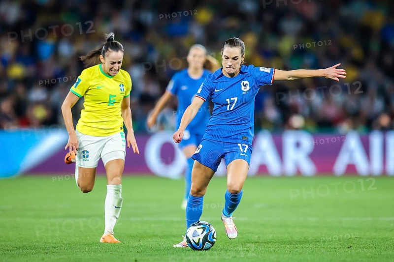 BRISBANE, AUSTRALIA, JULY 29: Lea Le Garrec of France whilst playing Brazil at the FIFA Women's World Cup Australia New Zealand 2023 at Brisbane Stadium on July 29, 2023