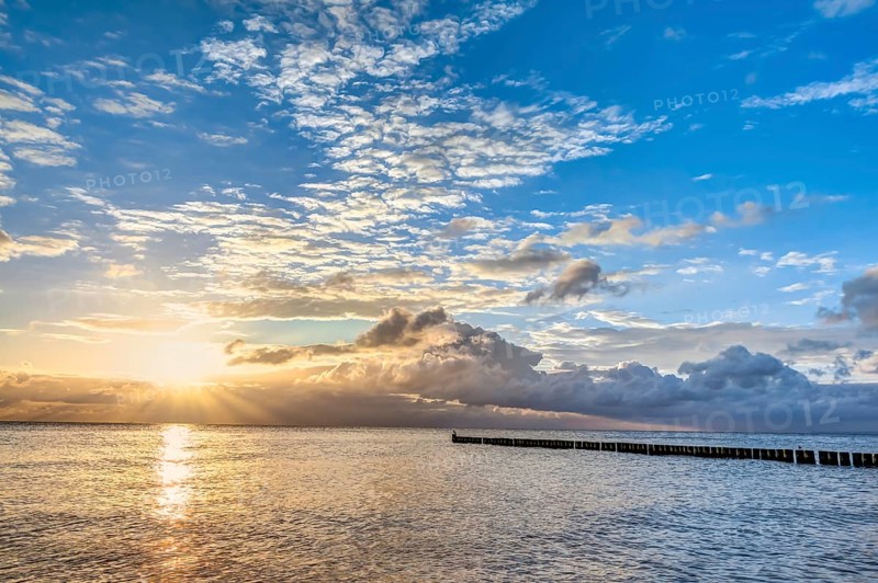 Wonderful sunrise at the beach in summer