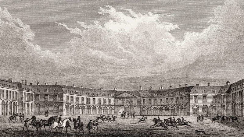 The Palace of Versailles, near Paris, antique steel engraved print, 1831