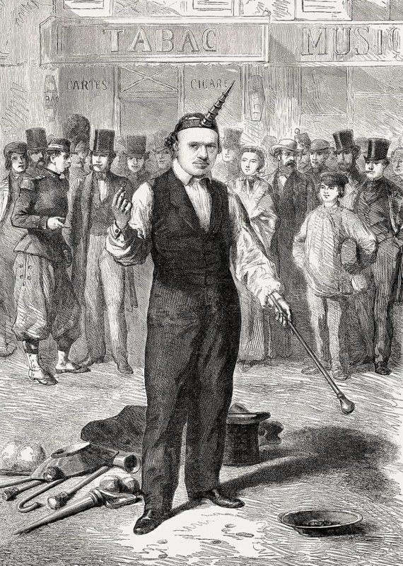 Open air show, Baton player, Paris, France, 1862, Europe