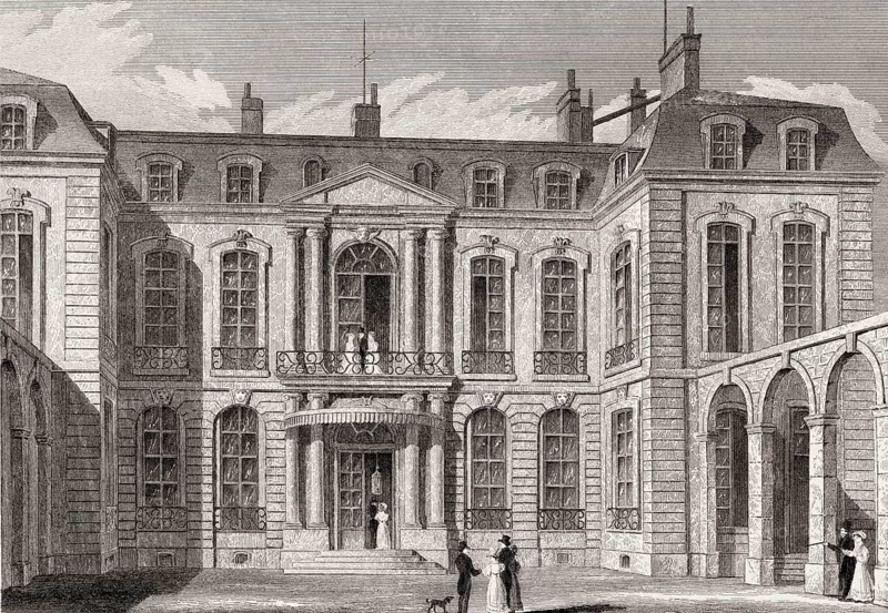 Hôtel de Charost, Paris, antique steel engraved print, 1831