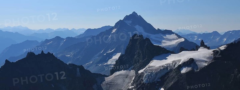 Glacier and mountains Fleckistock, Stucklistock and others. Stunning view from mount Titlis, Switzerland, Europe