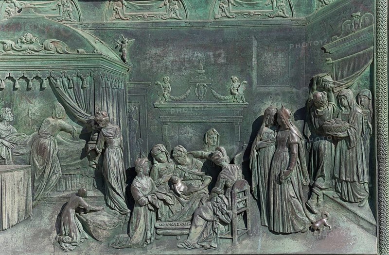 Detail of the door of the cathedral, Piazza dei Miracoli, Pisa, Tuscany, Italy, Europe