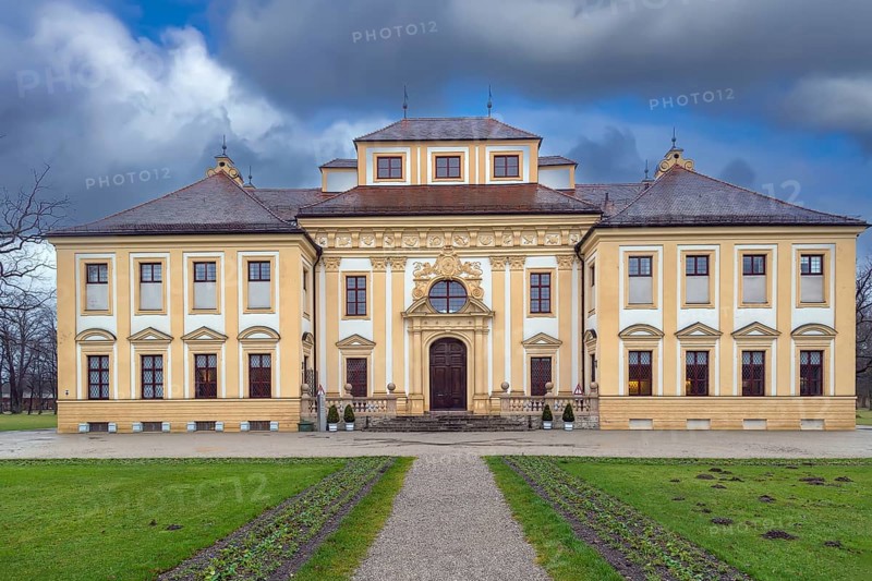 Lustheim Palace in a grand baroque park in the village of Oberschleissheim, a suburb of Munich, Bavaria, Germany, Europe