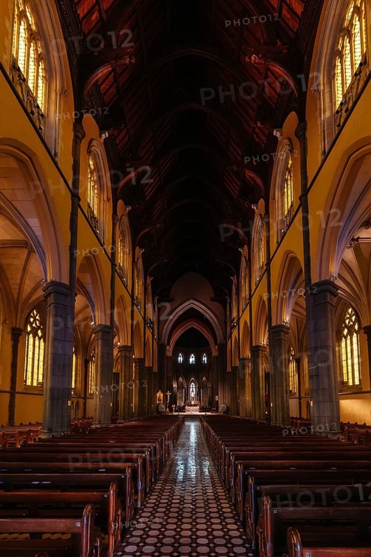 MELBOURNE, AUSTRALIA, MAY 21, 2022: The iconic interior of St. Patrick's Cathedral which is a Roman Catholic Church in Melbourne CBD, Victoria, Australia, Oceania