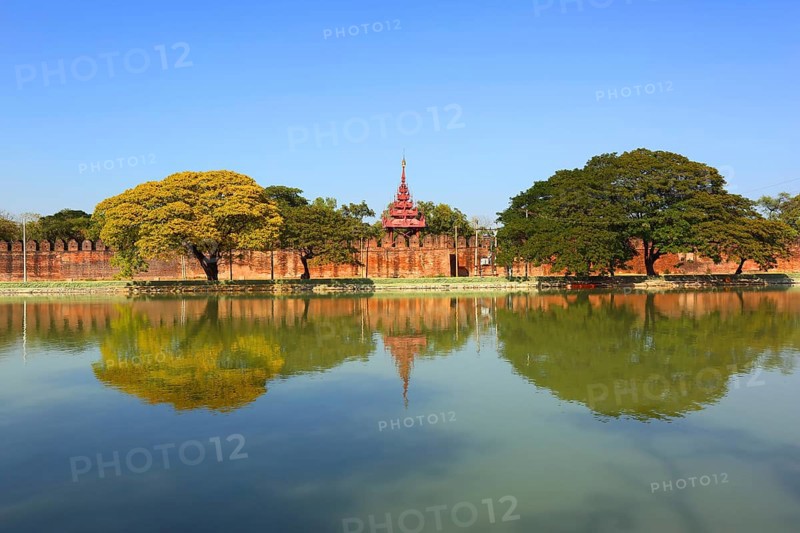 Wall of Fort or Royal Palace in Mandalay, Myanmar (Burma)