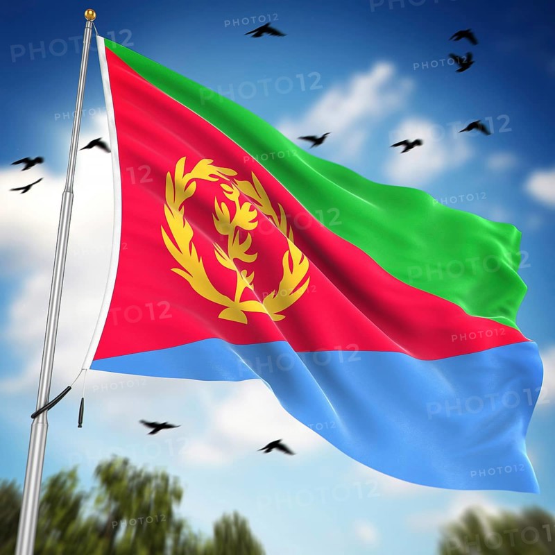 Flag of Eritrea, This is a computer generated and 3d rendered image